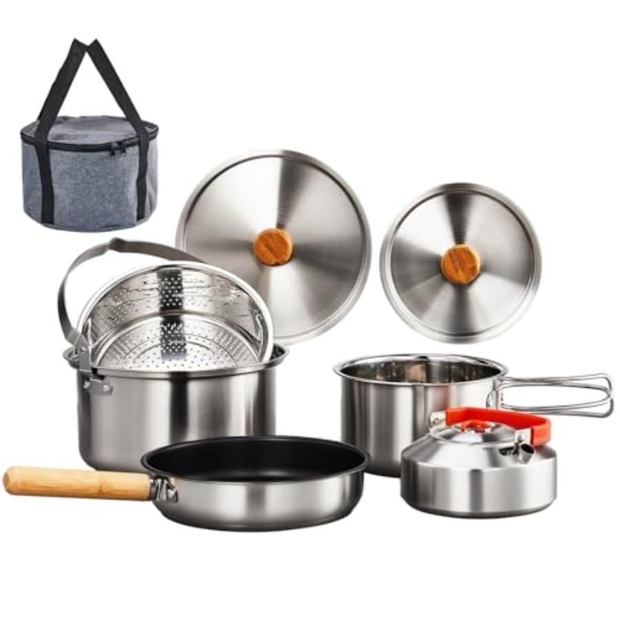 Nesting Camping Cooking Set - Set di pentole da campeggio, kit
