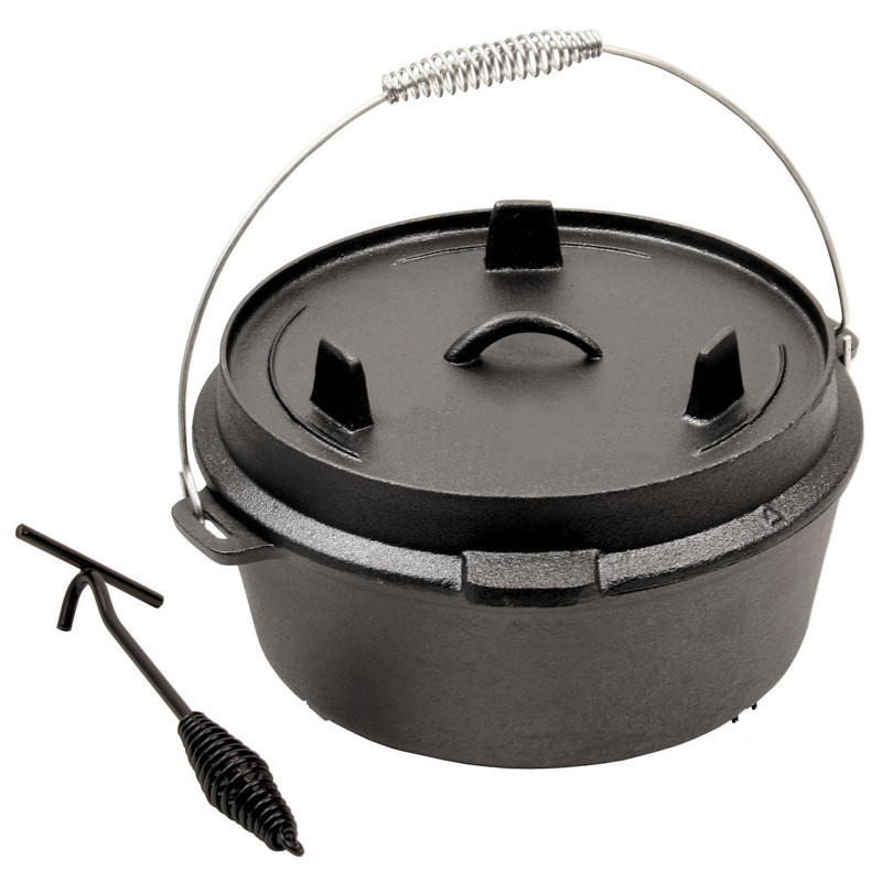 Camping Cooking Dutch Oven - Coperchio in ghisa pre-condito per forno