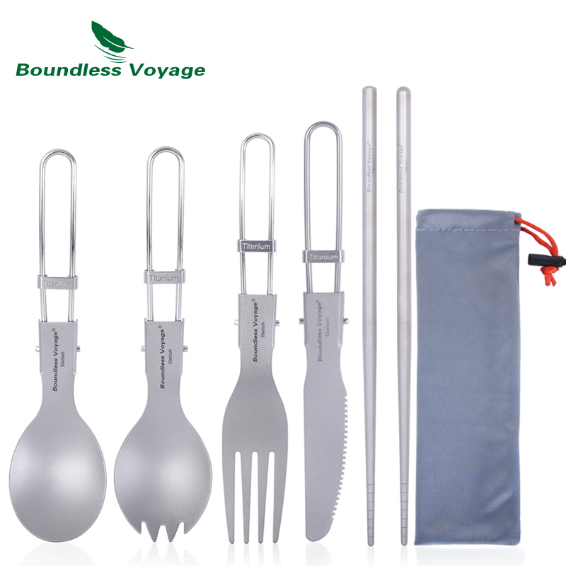Camping Cooking And Cutlery Set - Boundless Voyage Titanium Posate da campeggio