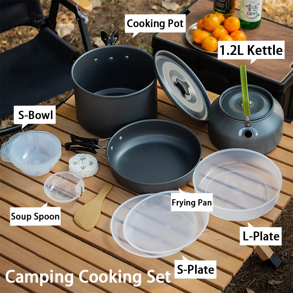Nesting Camping Cooking Set - Kit da Cucina da Campeggio Antiaderente