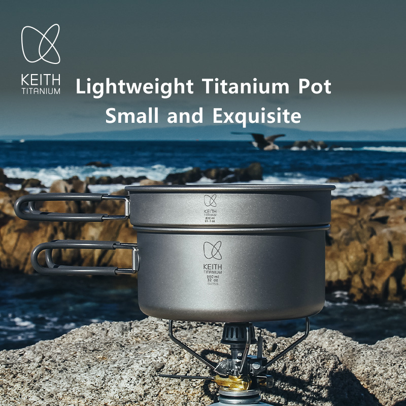 Nesting Camping Cooking Set - Keith Set di Pentole in Titanio