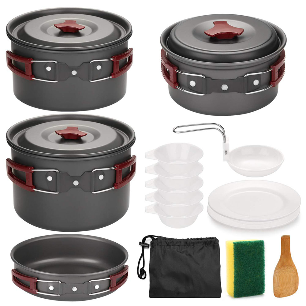 Camping Cooking Wok - Kit di pentole da campeggio all'aperto