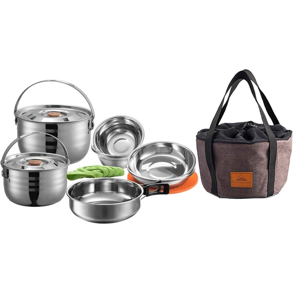Nesting Camping Cooking Set - Set di pentole da campeggio in