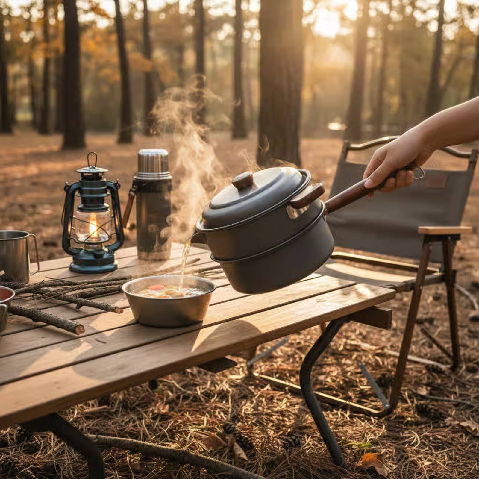 Nesting Camping Cooking Set - Pentola da campeggio da 3L, leggera