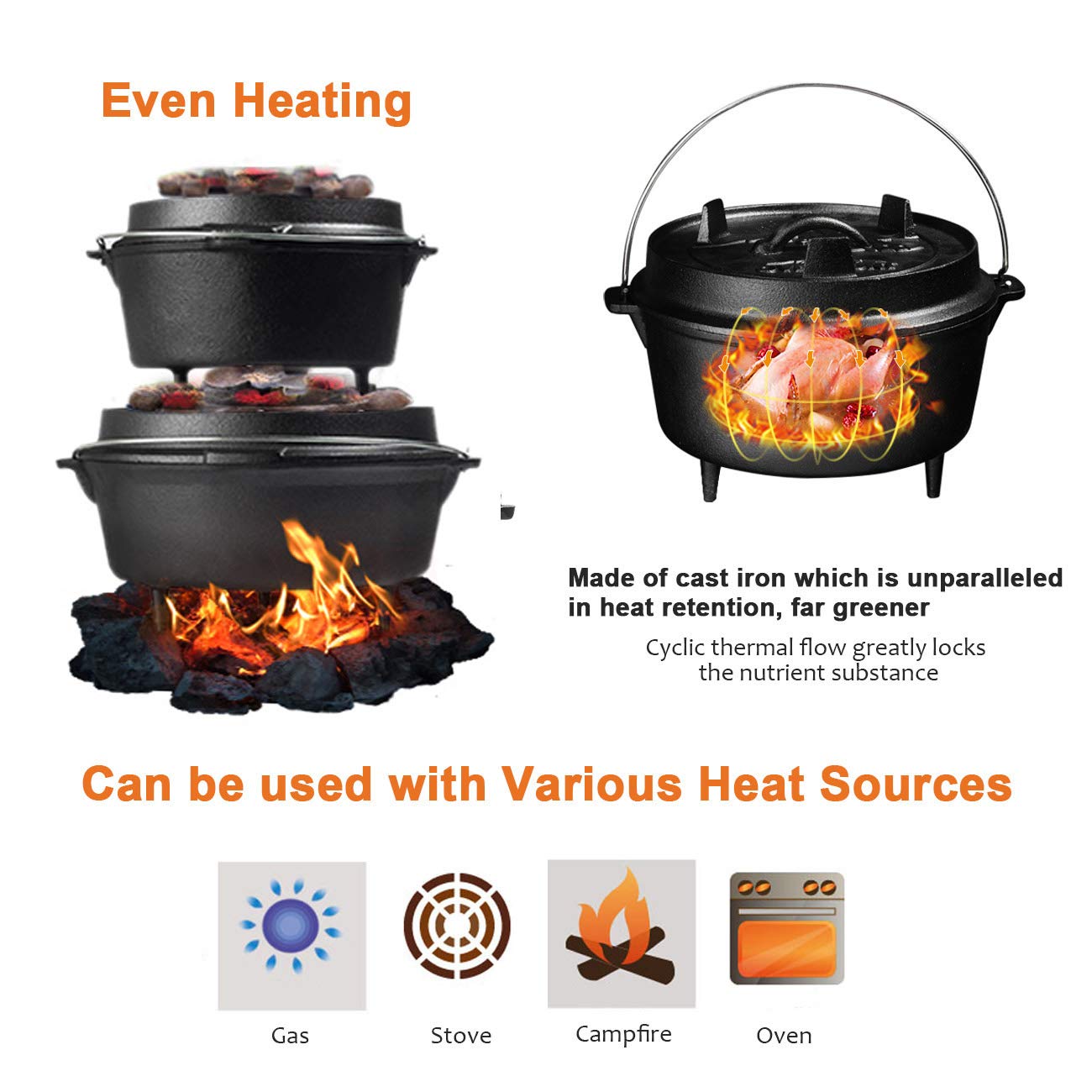 Coperchio in ghisa pre-condito - Camping Cooking Dutch Oven recensione e prezzo