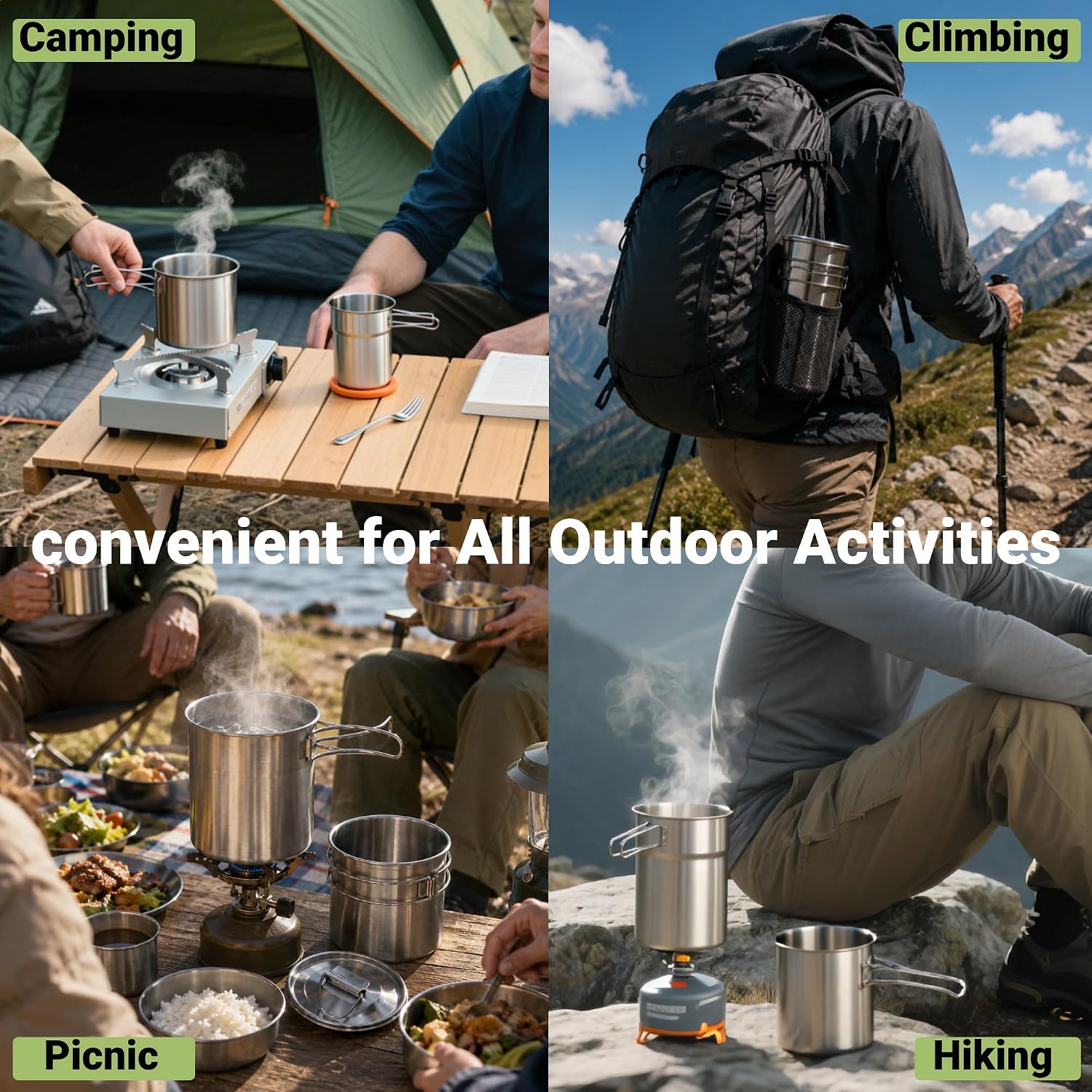 Tazze pieghevoli da campeggio, - Camping Cooking And Cutlery Set recensione e prezzo