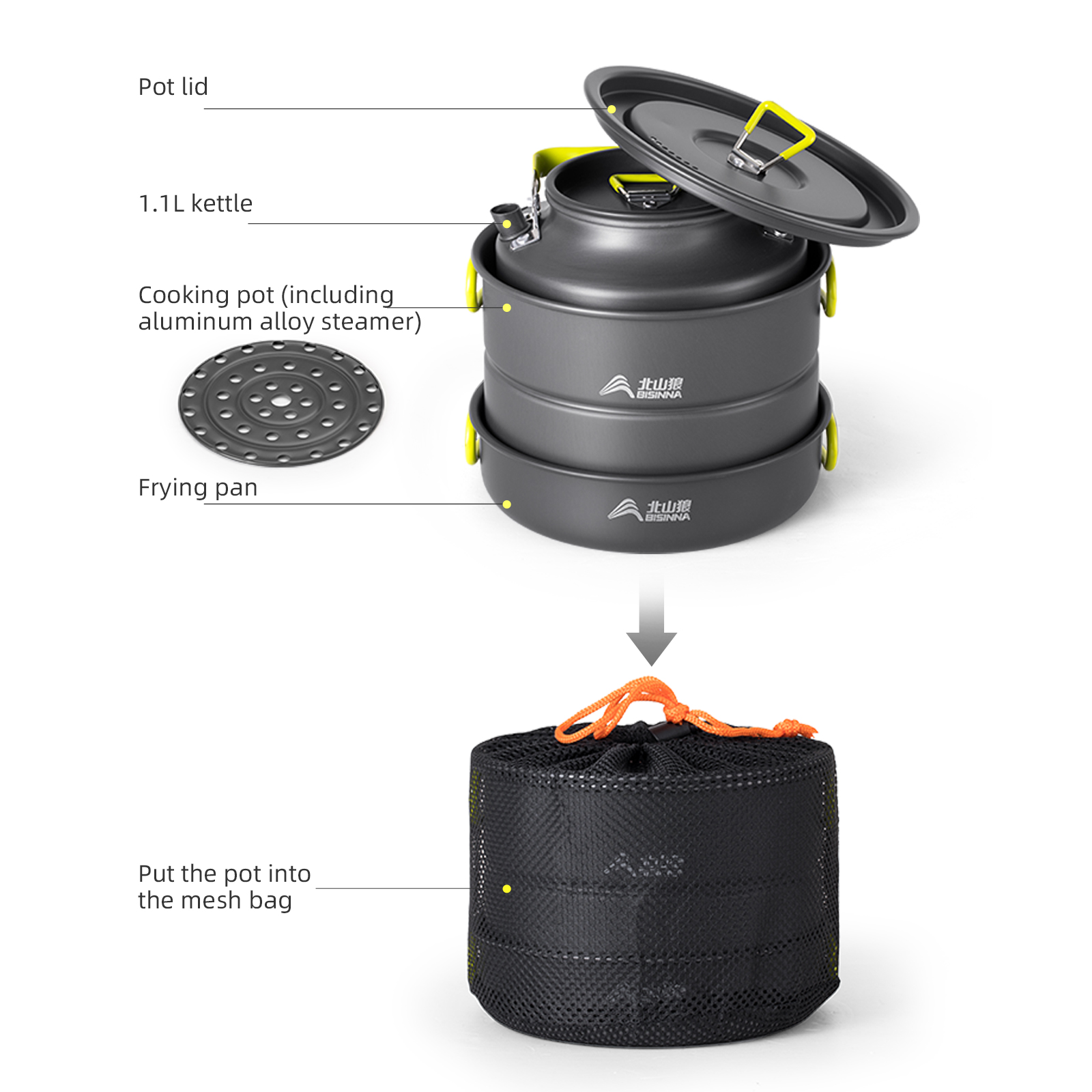 Set di pentole da campeggio BI - Nesting Camping Cooking Set recensione e prezzo