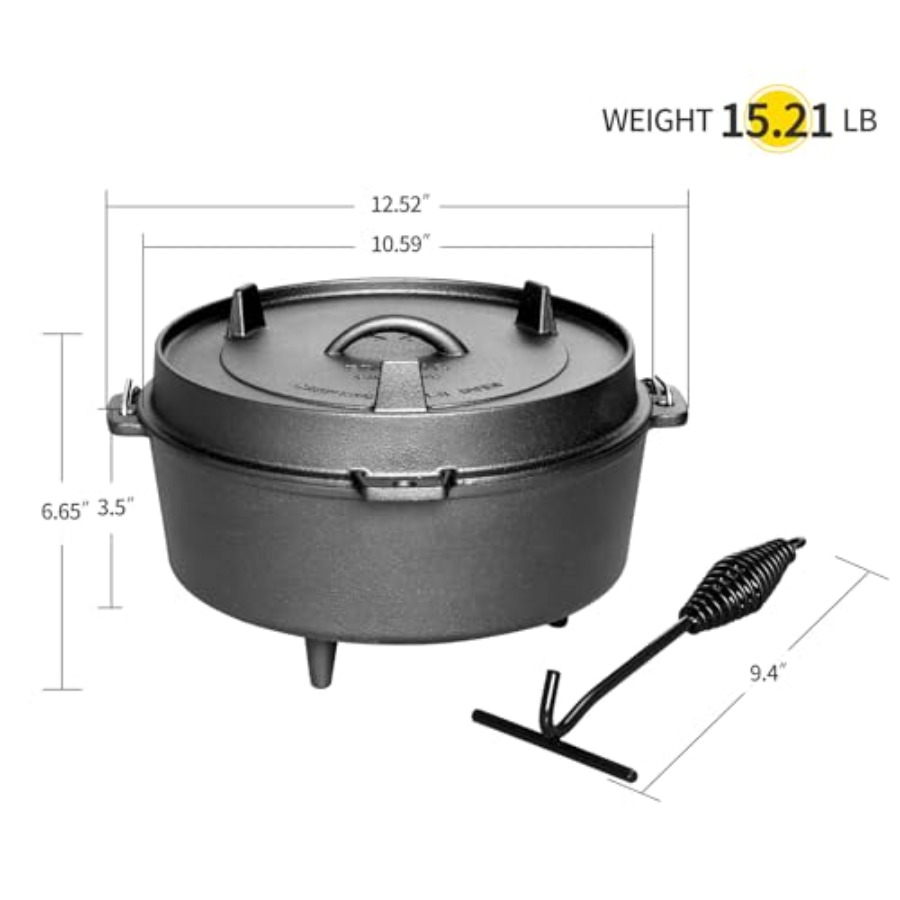 Pentola in Ghisa Pretrattata c - Camping Cooking Dutch Oven recensione e prezzo