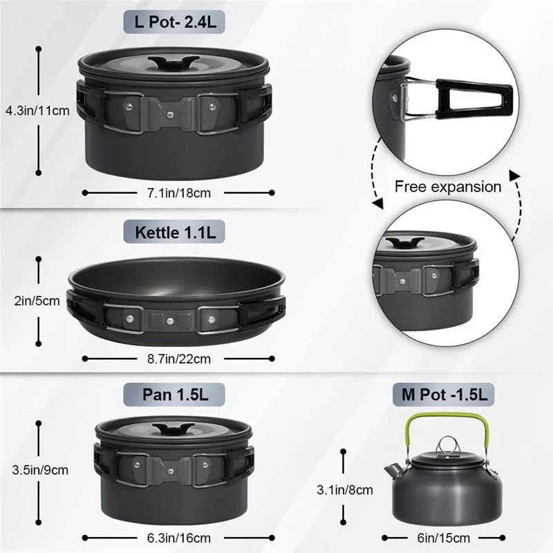 Set di pentole da campeggio po - Nesting Camping Cooking Set recensione e prezzo