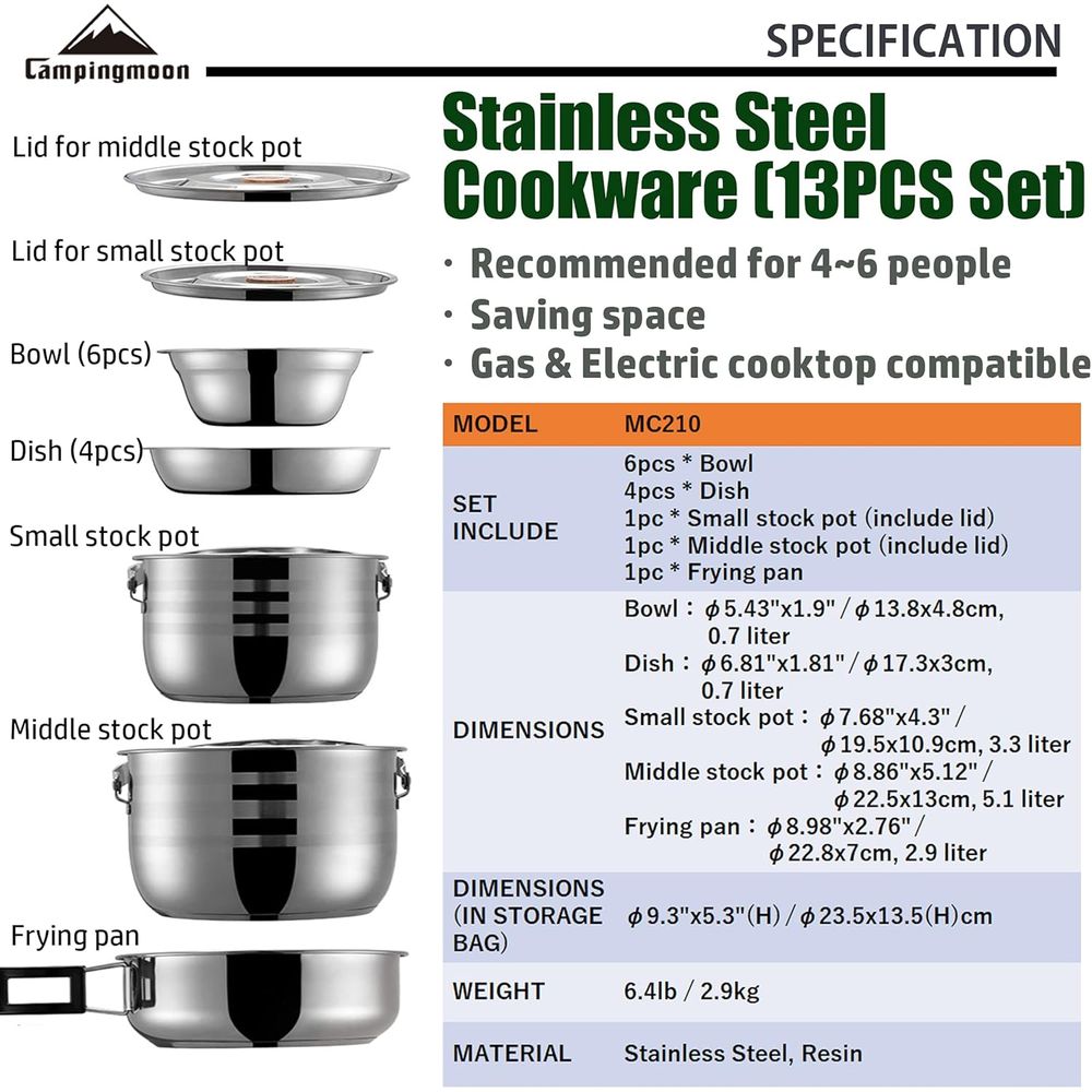Set di pentole da campeggio in - Nesting Camping Cooking Set recensione e prezzo